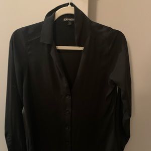 Collared black button down blouse